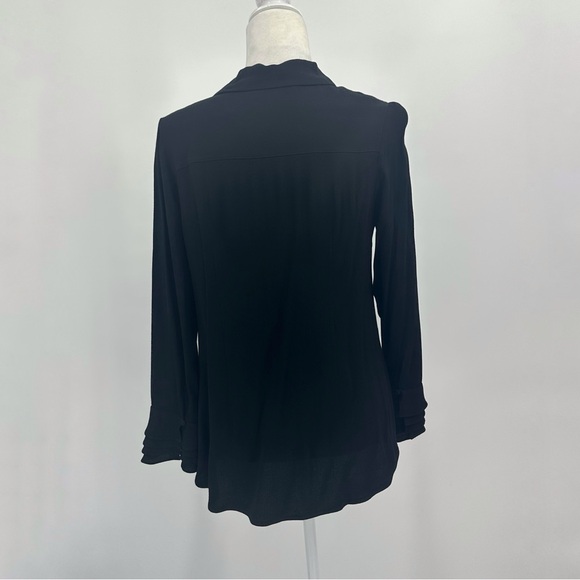 Soft Surroundings Button Down Poet Blouse Ruffle Cuffs Black Size PXS - Picture 5 of 12